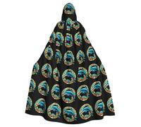 YYHWHJDE Stained Glass Dolphin Picture Halloween Adult Hooded Cape Cloak No Zipper, Comfortable For Costume Parties