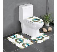 YYHWHJDE Stained Glass Dolphin Printed Three Piece Set of Bathroom Floor mats, Bathroom Shower mats, Anti Slip Quick Drying