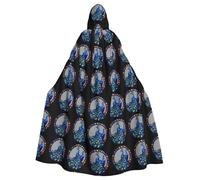 YYHWHJDE Stained Glass Peacock Picture Halloween Adult Hooded Cape Cloak No Zipper, Comfortable For Costume Parties