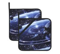 YYHWHJDE Star River Planet Channel Picture Square Insulated Pot Mat 2-piece Set for Heat Insulation During Lid Removal, Microwave, Oven, and Outdoor Grilling Use