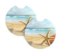 YYHWHJDE Starfish and Coral on Beach Prints Car Cup Coasters 2-Pack - The Ideal Housewarming Gift for Car Owners - High-Grade Neoprene Throw, Effortless Style & Protection