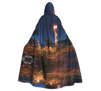 YYHWHJDE Starfish Lighthouse Beach Picture Halloween Adult Hooded Cloak for Role-Playing, Costumes, and Theme Parties