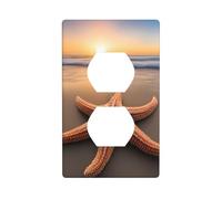 YYHWHJDE Starfish Ocean Beach Pattern Double Socket Wall Panel Decorative for Residential and Commercial Areas 4.5x2.76in