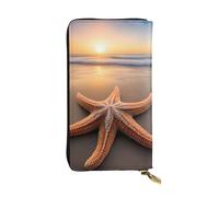 YYHWHJDE Starfish Ocean Beach Printing Quality Leather Long Clutch Wallet Designed for Fashion Girls and Women Stylish 7.48 x 4.13 in