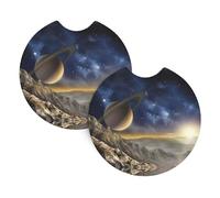 YYHWHJDE Starry Night Galaxy Prints Car Cup Coasters 2-Pack - Absorbent Neoprene Drink Layers, Protect Your Ride & Add a Stylish Touch - Heat Resistant, Non-Slip
