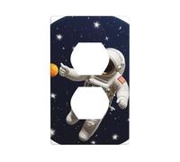 YYHWHJDE Starry Sky Astronaut Picture Double Socket Wall Panel Decorative is Durable and Suitable for Socket Light Switch Accessories 4.5x2.76in