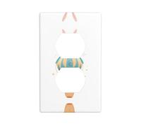 YYHWHJDE Starry Sky Rabbit on hot air Balloon Picture Double Socket Wall Panel Electrical Socket Cover Plate is Shatter Resistant and Durable 4.5x2.76in