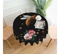 YYHWHJDE Stars and bees Prints Round Decorative Tablecloth 60in - High-Grade Polyester Throw for Elegant Dining & Durable Table Protection