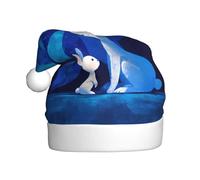 YYHWHJDE Stars and Little Rabbits Prints Christmas Hat for Adult Soft, lightweight Holiday party use