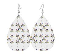 YYHWHJDE Stars Eastern Stars Prints Water Drop Leather Earrings - Stylish Dangle Throw for Parties, Vibrant Color Layering, Non-Fading Finish