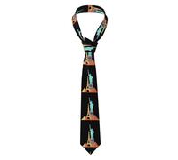 YYHWHJDE Statue of Liberty and Eiffel Tower Pattern Men's Necktie for Business, Daily Wear, Work, Birthdays, Weddings, Parties, Banquets Easy Care 57X3.1 In