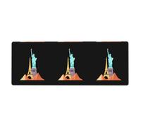 YYHWHJDE Statue Of Liberty And Eiffel Tower Picture Extra Large Mouse Pad, Computer Office Anti Slip Gaming Keyboard Thickened Version 12x31.5in