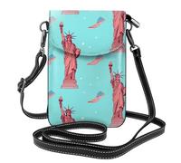 YYHWHJDE Statue Of Liberty Prints Small Leather Women'S Crossbody Flip Phone Bag, Waterproof And Durable
