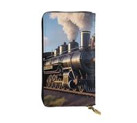YYHWHJDE Steam Locomotive Train Printed Leather long clutch wallet Designed for fashion girls and women stylish and personalized 7.48 x 4.13 in, Black, One Size