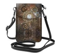 YYHWHJDE Steampunk Clock Leather Crossbody Phone Pouch
