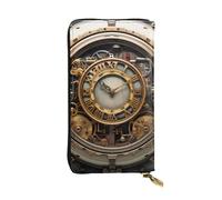 YYHWHJDE Steampunk Clock Printed Leather long clutch wallet Designed for fashion girls and women stylish and personalized 7.48 x 4.13 in, Black, One Size