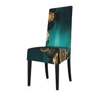YYHWHJDE Steampunk Watches Keys and Chains Prints Dining Chair Throw Covers - Stretchable Polyester Blend Protects Your Chairs with Easy Style & Easy Care
