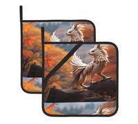 YYHWHJDE Strange Beasts Picture Square Insulated Pot Mat 2-piece Set for Heat Insulation During Lid Removal, Microwave, Oven, and Outdoor Grilling Use