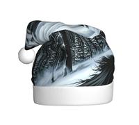 YYHWHJDE Strange black wolf Picture Christmas Hat for Adult Soft, Lightweight, and Fluffy Design for Men and Women
