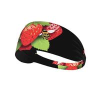 YYHWHJDE Strawberries and Bees Picture Sports Headband for Women Sweat Proof Bandeau Summer Elastic Band