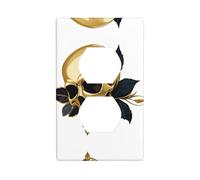 YYHWHJDE Streamer Gold Rose Skull Pattern Double Socket Wall Panel Decorative is Durable and Suitable for Socket Light Switch Accessories 4.5x2.76in