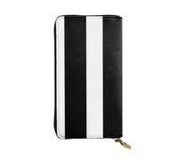 YYHWHJDE Stripes Black White Prints Quality Leather Long Clutch Wallet Designed for Fashion Girls and Women Stylish 7.48 x 4.13 in