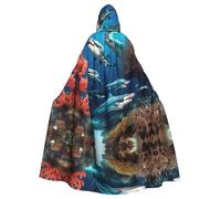 YYHWHJDE Submarine shark coral Printing Halloween Adult Hooded Cloak for Parties and Costume Events