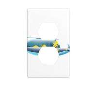 YYHWHJDE Submarines and Marine Life Pattern Double Socket Wall Panel Decorative is Durable and Suitable for Socket Light Switch Accessories 4.5x2.76in