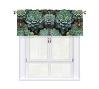 YYHWHJDE Succulent Botanical Prints Kitchen Tier Curtains 54x18 - Peach Skin Window Layers for Soft Light & Easy Style