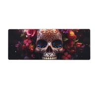 YYHWHJDE Sugar Horror Skull And Flowers Pattern Extra Large Mouse Pad, Computer Office Anti Slip Gaming Keyboard Thickened Version 12x31.5in
