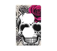 YYHWHJDE Sugar Horror Skull Flowers Rose Pattern Double Socket Wall Panel Decorative is Durable and Suitable for Socket Light Switch Accessories 4.5x2.76in