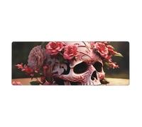 YYHWHJDE Sugar Horror Skull Flowers Rose Pattern Extra Large Mouse Pad Strong Adhesion, Durable, Precise Locking Edge 12x31.5in