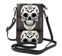YYHWHJDE Sugar Horror Skull Prints Small Leather Women'S Crossbody Flip Phone Bag, Waterproof And Durable