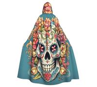 YYHWHJDE Sugar Skull Print Printing Halloween Adult Hooded Cloak for Parties and Costume Events