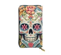 YYHWHJDE Sugar Skull Print Printing Quality Leather Long Clutch Wallet Designed for Fashion Girls and Women Stylish 7.48 x 4.13 in