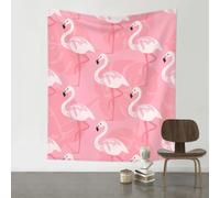 YYHWHJDE Summer Flamingo Palm Leaves Prints Wall Tapestry 60x51in - High-Grade Polyester Throw for Dorm Room Decor, Beach Blankets & Home Accent