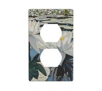 YYHWHJDE Summer Lotus Pond Prints Double Socket Wall Panel Electrical Socket Cover Plate Shatter Decoration Durable 4.5x2.76in