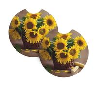 YYHWHJDE Sunflower and corn Prints Car Cup Coasters 2-Pack - Premium Neoprene Drink Throws, Protect Cup Holders & Enhance Your Drive - Waterproof, Non-Slip Grip