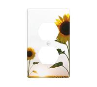 YYHWHJDE Sunflower at Sunset Picture Double Socket Wall Panel Decorative is Durable and Suitable for Socket Light Switch Accessories 4.5x2.76in