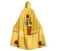 YYHWHJDE Sunflower Bonsai Prints Adult Hooded Cloak is a super large, comfortable, and durable Halloween hooded poncho