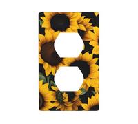YYHWHJDE Sunflower on Black B Pattern Double Socket Wall Panel Decorative is Durable and Suitable for Socket Light Switch Accessories 4.5x2.76in