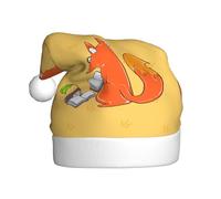 YYHWHJDE Sunflower seeds and foxes Pattern Christmas Hat for Adult quality festive accessory crafted soft, lightweight