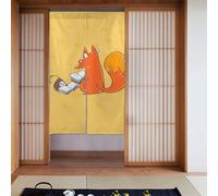 YYHWHJDE Sunflower seeds and foxes Prints Door curtain partition splicing privacy protection suitable for kitchen, bathroom, room 34x56in