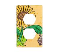 YYHWHJDE Sunflower Seeds and Sunflowers Pattern Double Socket Wall Panel Decorative is Durable and Suitable for Socket Light Switch Accessories 4.5x2.76in