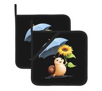 YYHWHJDE Sunflower Snail Under Umbrella Prints Square Insulated Pot Mat Set (2-Piece) 8x8in Waterproof, Thickened & Easy to Clean with Lanyard Design for Kitchen, Oven & BBQ