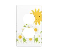 YYHWHJDE Sunlight Shining on Daisies Picture Double Socket Wall Panel Decorative is Durable and Suitable for Socket Light Switch Accessories 4.5x2.76in