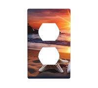 YYHWHJDE Sunset Beach Starfish Picture Double Socket Wall Panel Decorative is Durable and Suitable for Socket Light Switch Accessories 4.5x2.76in