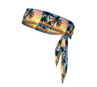 YYHWHJDE Sunset Ocean with Tropical Palm Trees Twilight Scenery Pattern Sports headscarf, sweat absorbing and breathable, motion headband, double-sided kerchief
