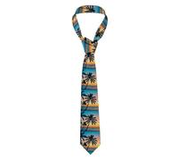 YYHWHJDE Sunset Ocean with Tropical Palm Trees Twilight Scenery Prints Men's tie classic style suit cravat suitable for holidays and work