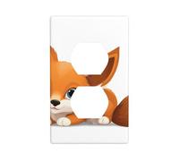 YYHWHJDE Super Cute Fox Kitten Picture Double Socket Wall Panel Decorative is Durable and Suitable for Socket Light Switch Accessories 4.5x2.76in